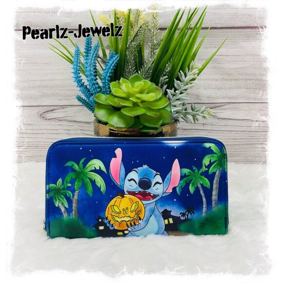 Loungefly Disney Lilo & Stitch Pumpkin Zipper Wallet Halloween NWT